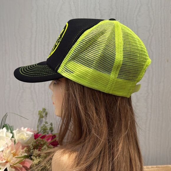 Dutch Bros Dutch Mafia Snap Back Mesh Cap Hat Unisex Neon Green Black OSFM - Picture 6 of 15
